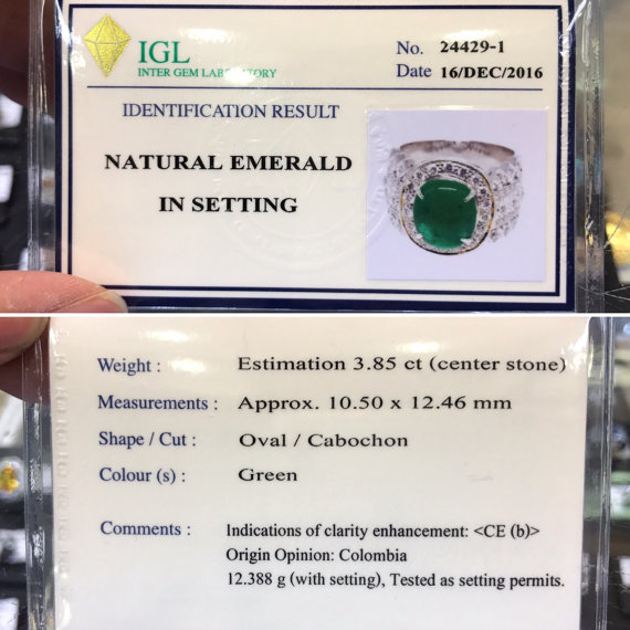 ART DECO 4.88TCW. Colombian Emerald & Diamonds in 18k solid handcrafted ring engagement wedding cabochon