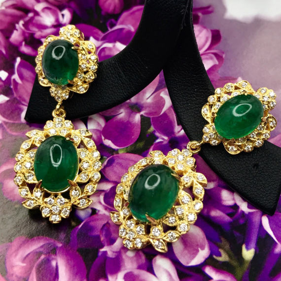 WORLD-CLASS 24.28TCW Emeralds & Diamonds in 18K solid yellow gold earrings handmade chandelier hollywood