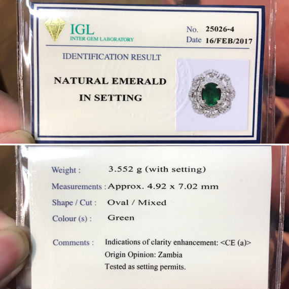 WOW! 2.05TCW Emerald & VS Diamonds in 18K solid white gold earrings studs natural