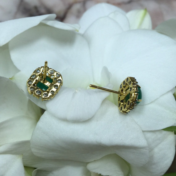 COLOMBIAN! 4.54TCW. Emerald & Diamonds in handmade 18K solid gold ring vintage retro engagement wedding