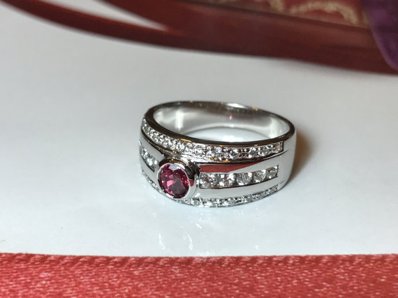 Natural SIAMESE Ruby & Diamonds in 18K solid handmade white gold ring pigeon blood red natural certified siam