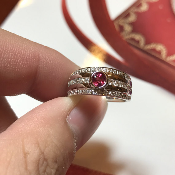 Natural SIAMESE Ruby & Diamonds in 18K solid handmade white gold ring pigeon blood red natural certified siam