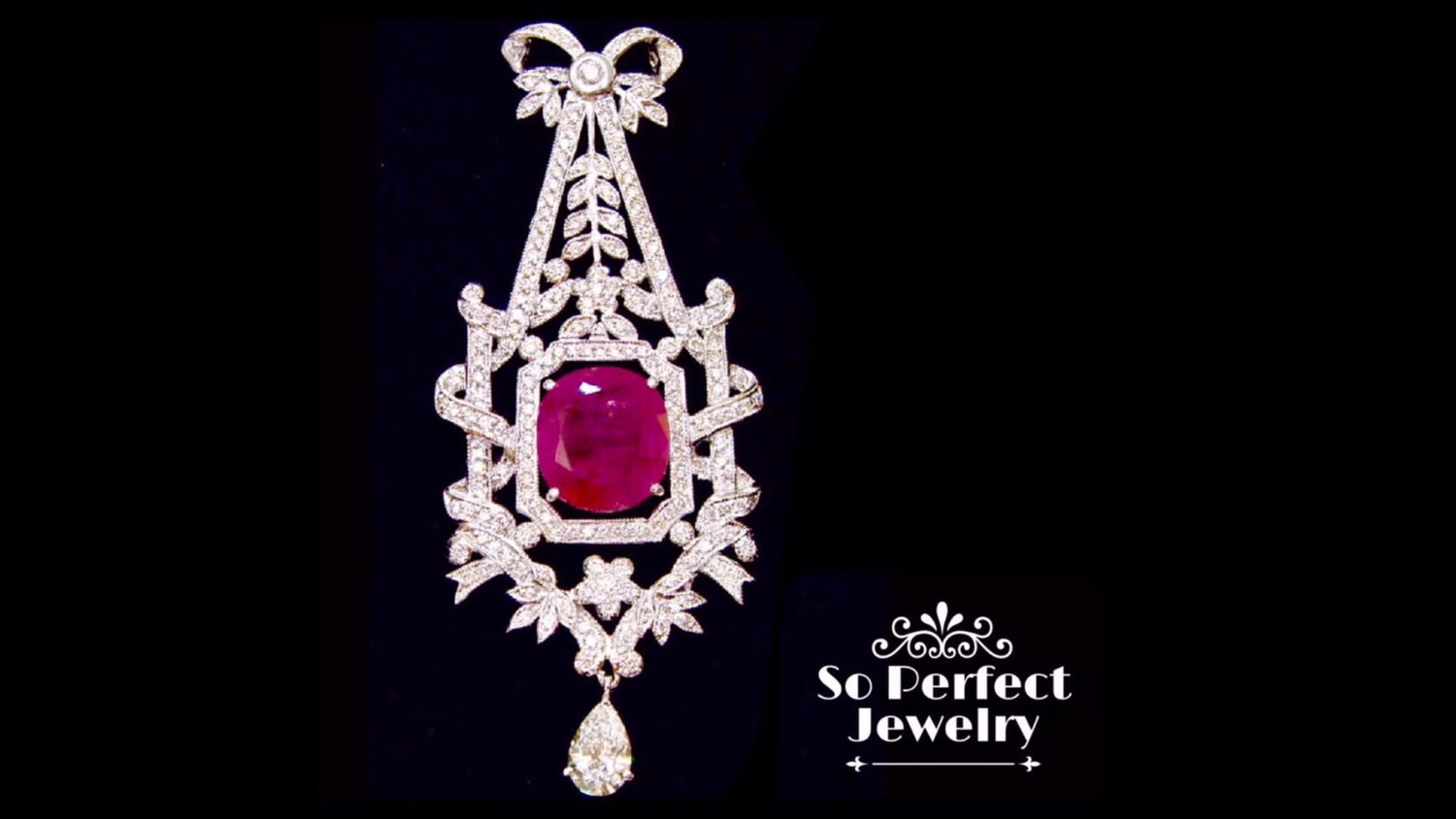 BURMESE 12.04TCW Natural Ruby & Diamonds in 18k solid white gold pendant necklace edwardian art deco