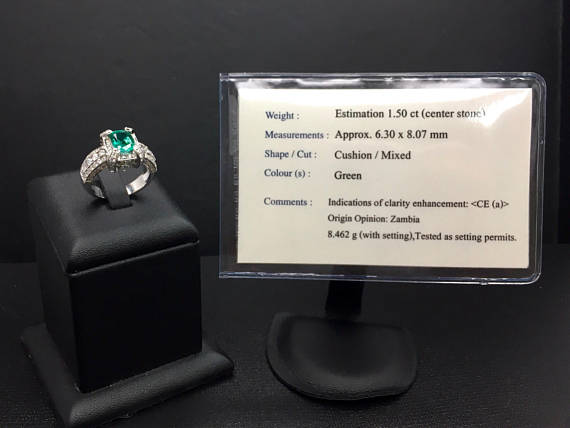 EXQUISITE 3.12TCW EMERALD & Diamonds in 18K solid white gold ring engagement natural