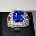 RESERVED! CORNFLOWER 11.54TCW CEYLON Blue Sapphire & Diamonds in 18K solid handmade white gold ring