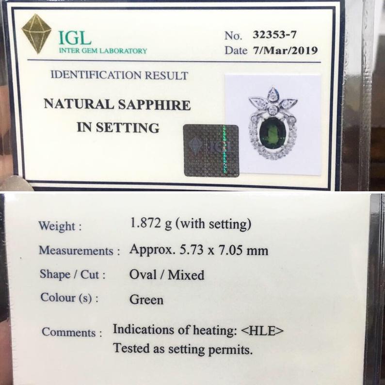 GENUINE! 2.95TCW Green Sapphire