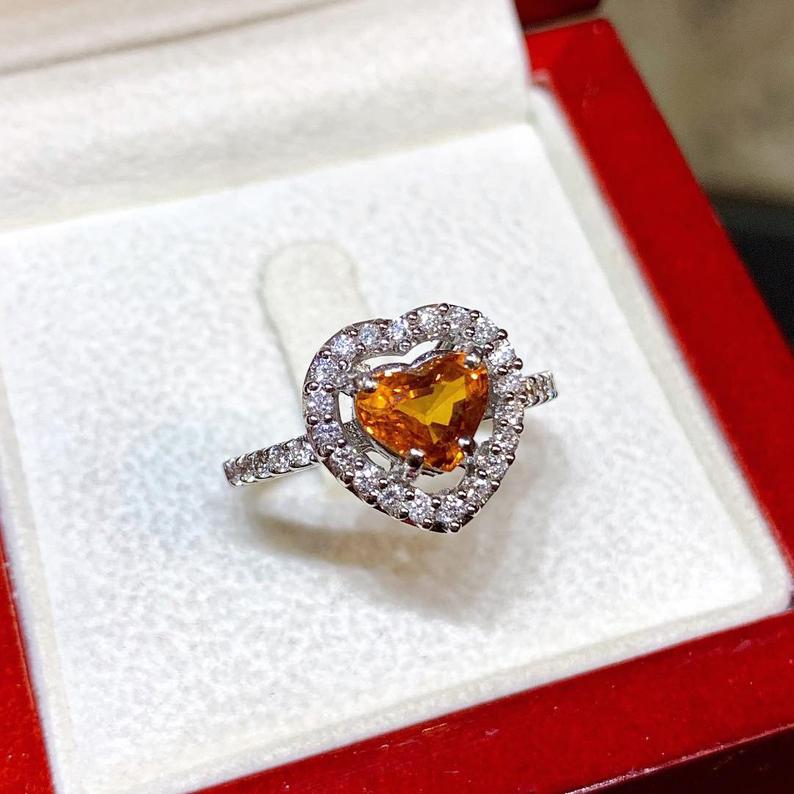 HEART 2.03TCW Orange Sapphire