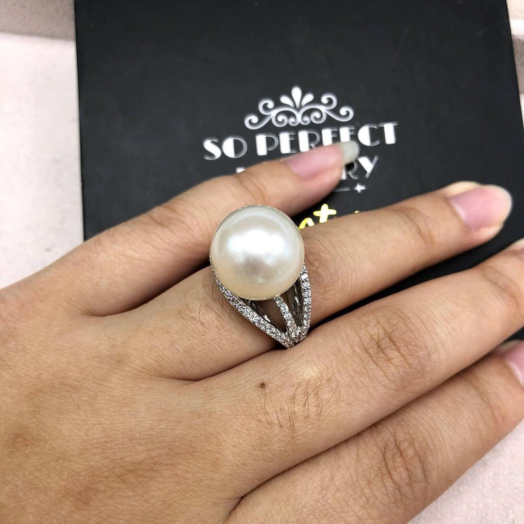 14mm SOUTH SEA Pearl 0.92 ct diamond