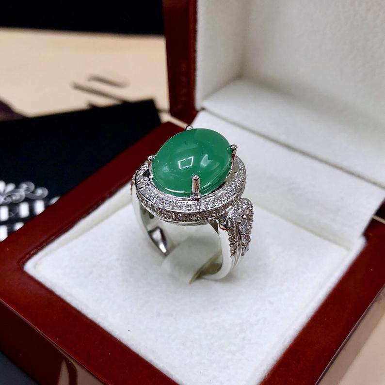 HUGE 7.81TCW Emerald VS Diamonds 18K solid white gold ring engagement handmade cocktail zambian colombian cabochon wedding natural authentic