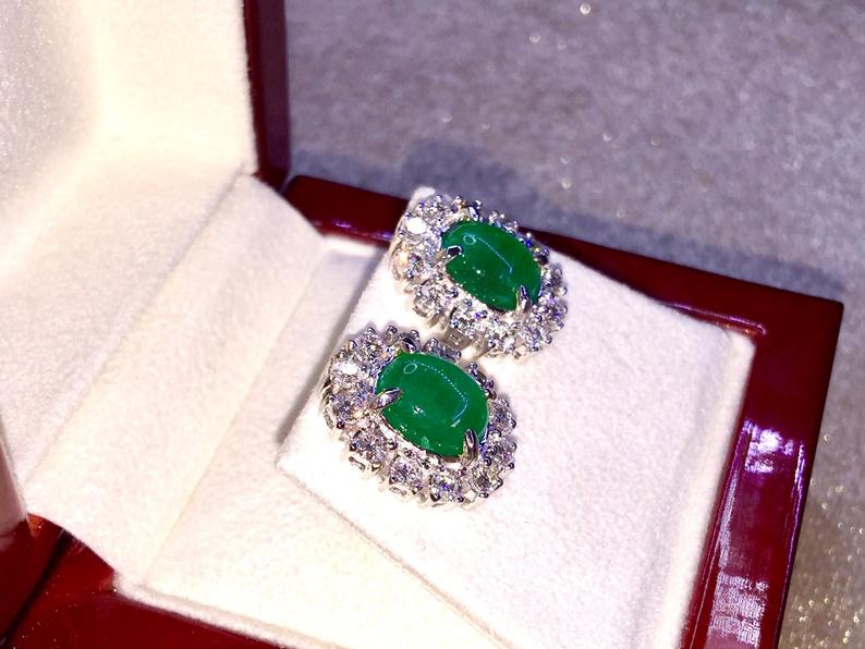 COLOMBIAN! 5.21TCW Emerald & F/VS Diamonds in handmade 18K solid white gold ring vintage retro engagement wedding natural green vivid zambia