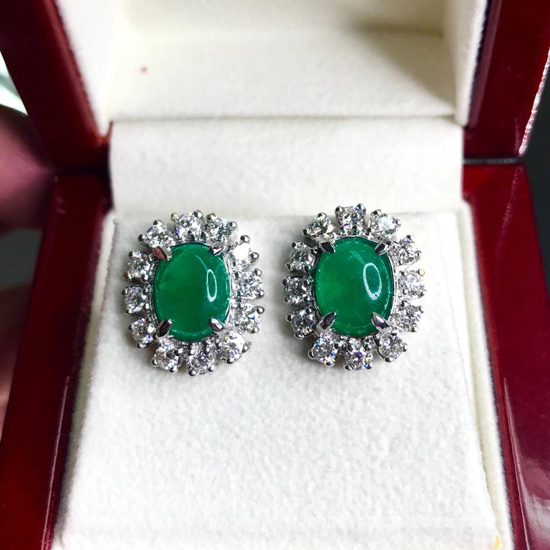 COLOMBIAN! 5.21TCW Emerald & F/VS Diamonds in handmade 18K solid white gold ring vintage retro engagement wedding natural green vivid zambia